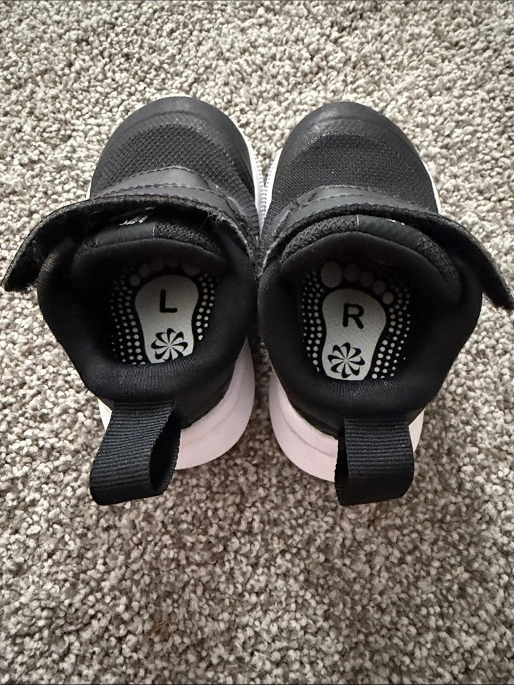 Nike Kids Black and White Velcro Athletic Sneakers
